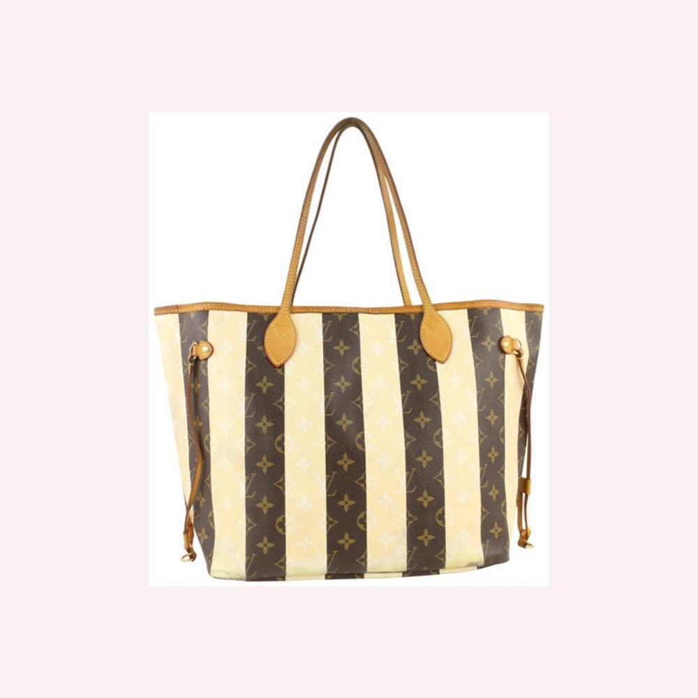 Louis Vuitton Limited Rare Stripe Monogram Rayures Neverfull MM Tote 4LV1019
